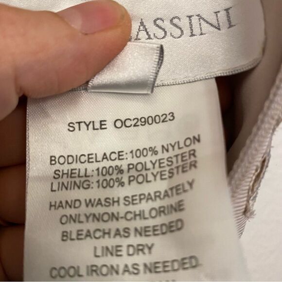 OLEG CASSINI beige biscotti illusion lace formal dress bridesmaid wedding gown 4 - Picture 16 of 16